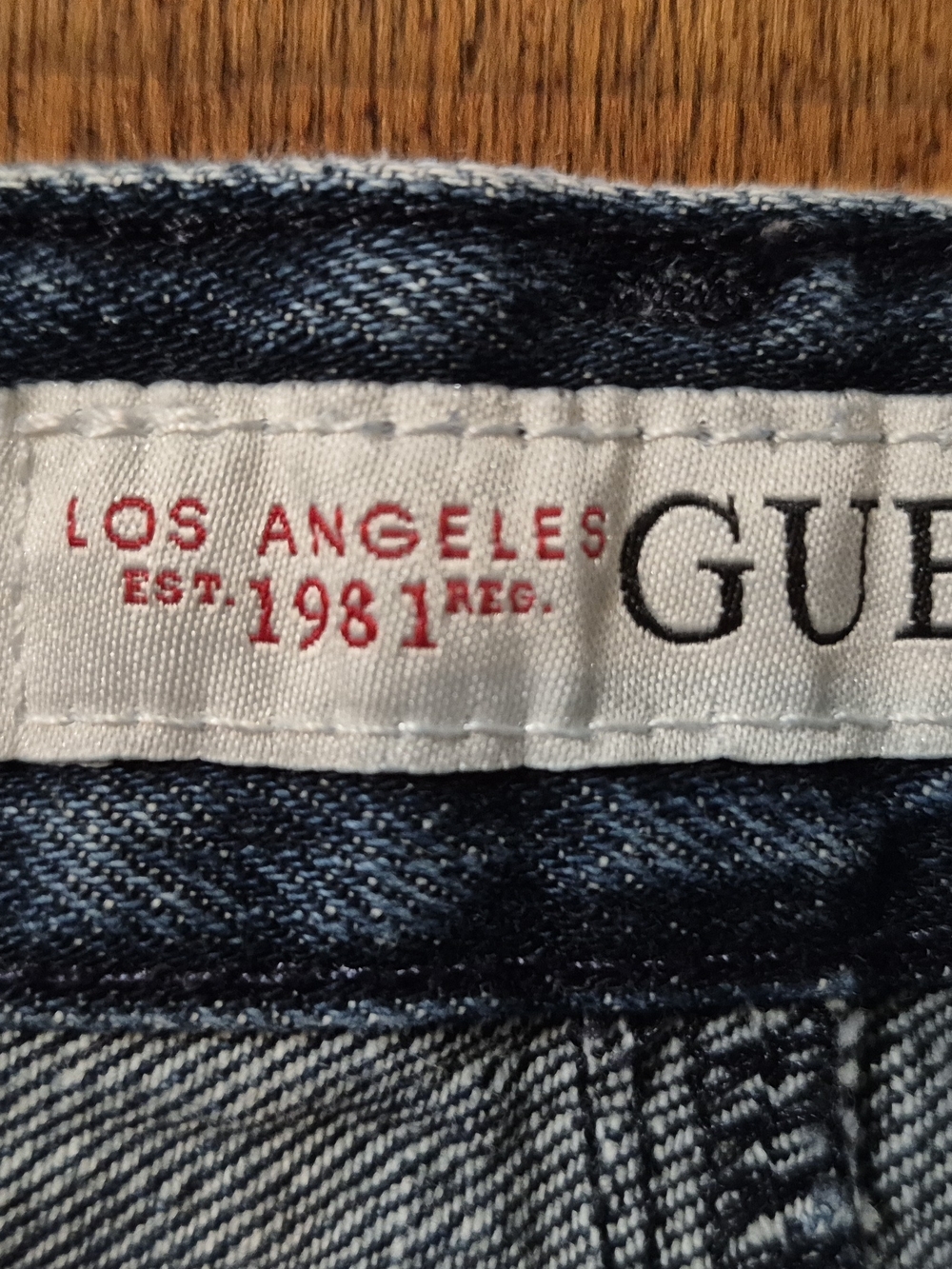 GUESS Distressed Blue Denim Cutoff Skirt - Picture 3 of 4